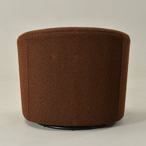 Everitte Bouclé Swivel Barrel Chair - Brown Modern Swivel Chair | Swivel Accent Chairs | Kinwell Furniture | Swivel Armchairs